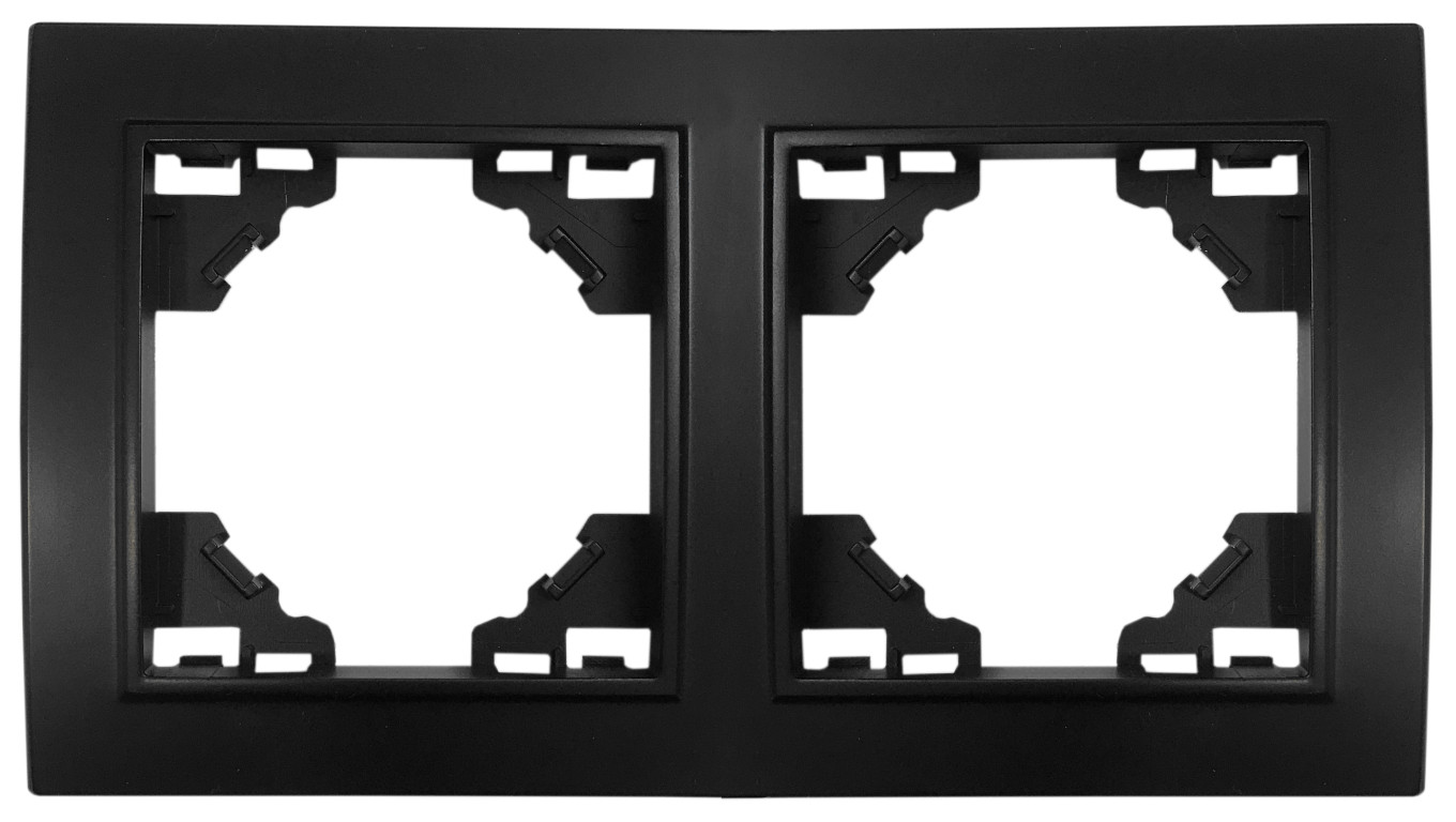 QUADRA RAMKA PLASTIKOWA, PODWÓJNA, CZARNA, DO GNIAZD I WŁĄCZNIKÓW