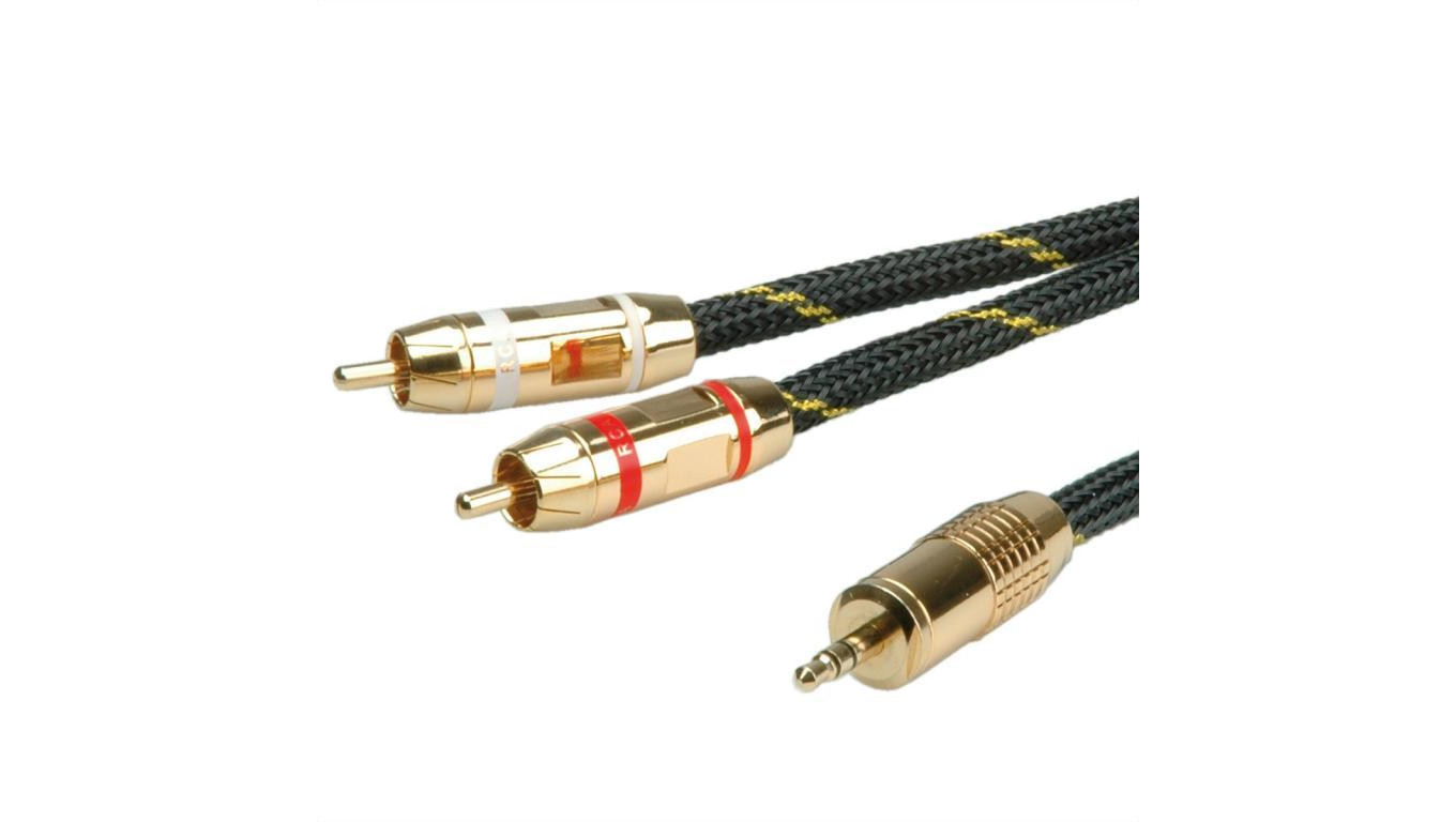 ROLINE GOLD kabel połączeniowy audio 3,5 mm stereo - 2x tulipan, M/M, 2,5 m