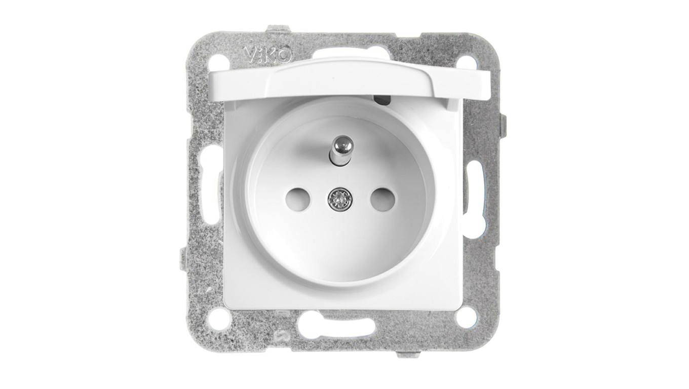 Panasonic LINNERA S Gniazdo pojedyncze z/u zprzesłonami z klapką biały 91440070