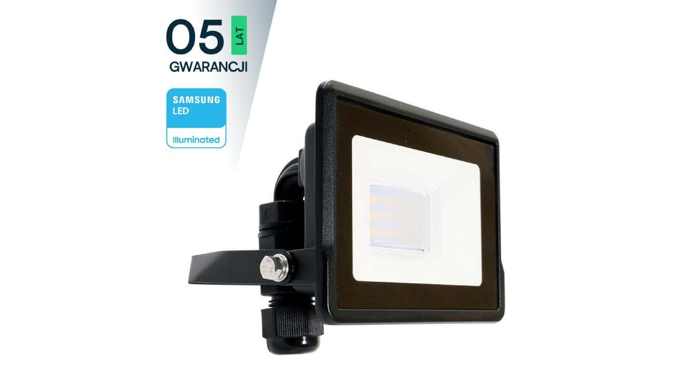 Projektor LED 10W 735lm 6500K Dioda SAMSUNG IP65 Czarny 5 Lat Gwarancji 20306