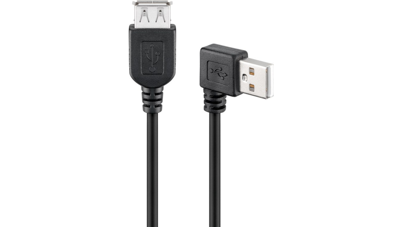 Przedłużacz USB 2.0 Hi-Speed 90, Czarny - Długość kabla 0.3 m