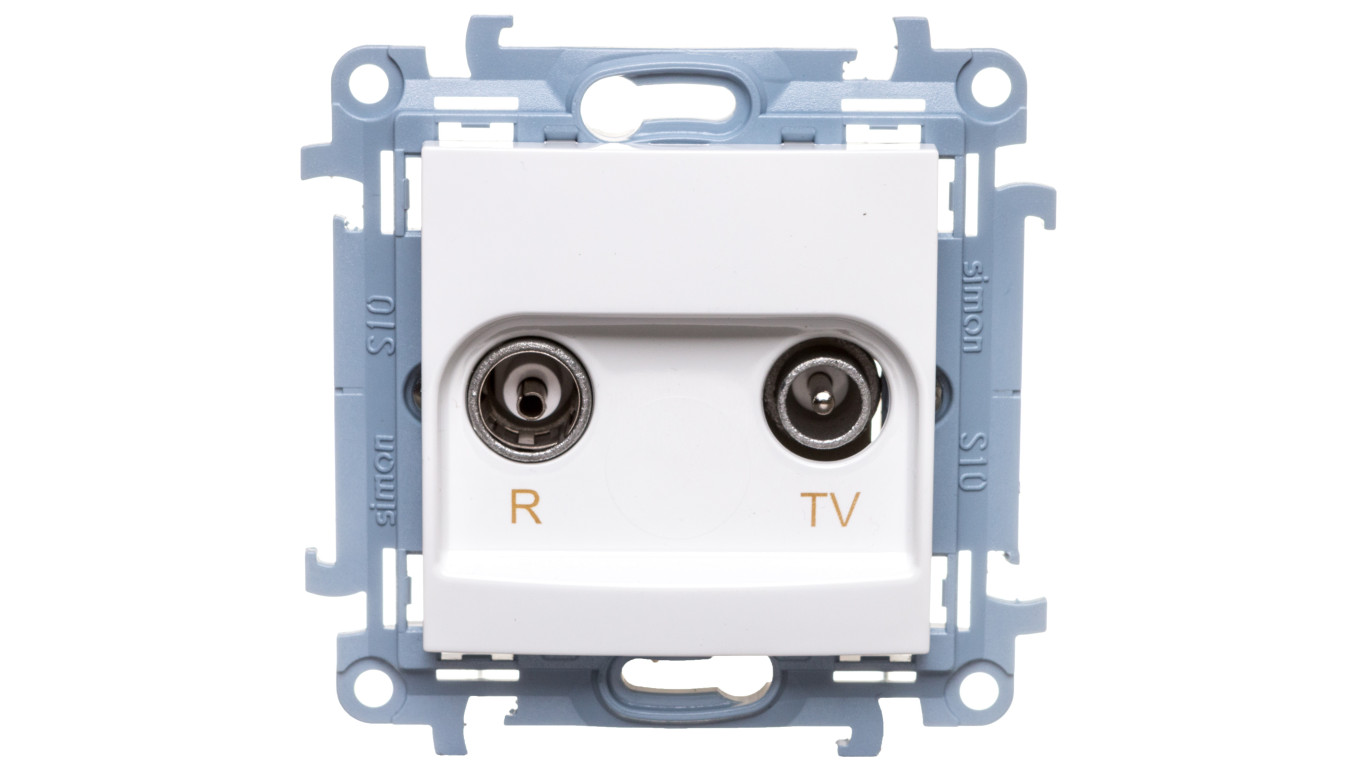 Simon 10 Gniazdo antenowe R-TV zakończeniowe białe IP20 CAZ.01/11