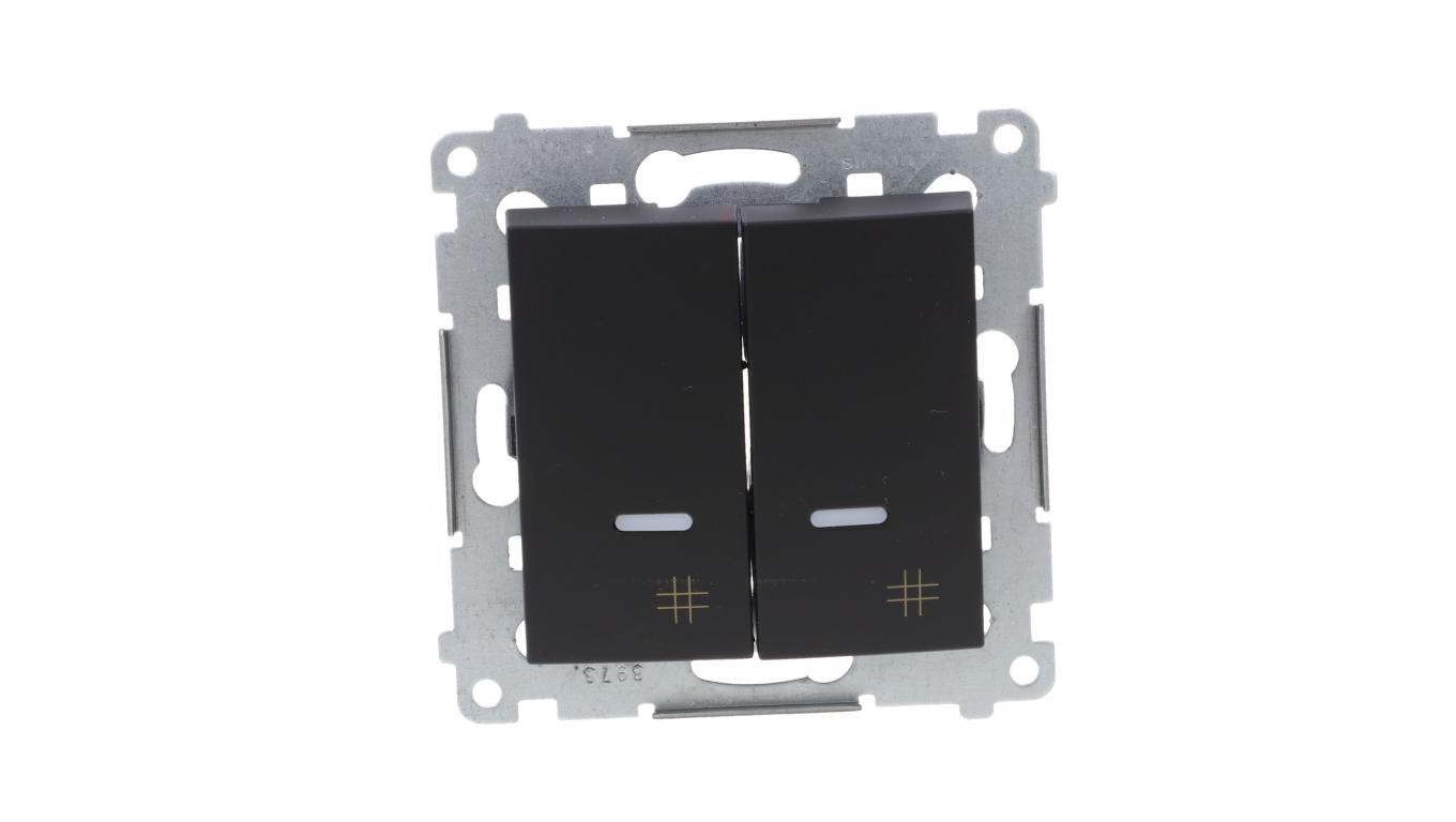 Simon 54 Łącznik krzyżowy podwójny z podświetleniem (moduł) 10AX 250V szybkozłącza, czarny mat DW7/2L.01/49