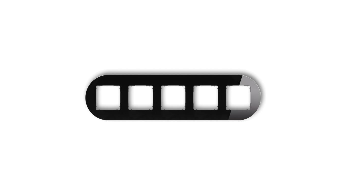 ICON Ramka uniwersalna pięciokrotna okrągła - efekt szkła (ramka: czarna spód: grafitowy mat) 12-28-IRSO-5