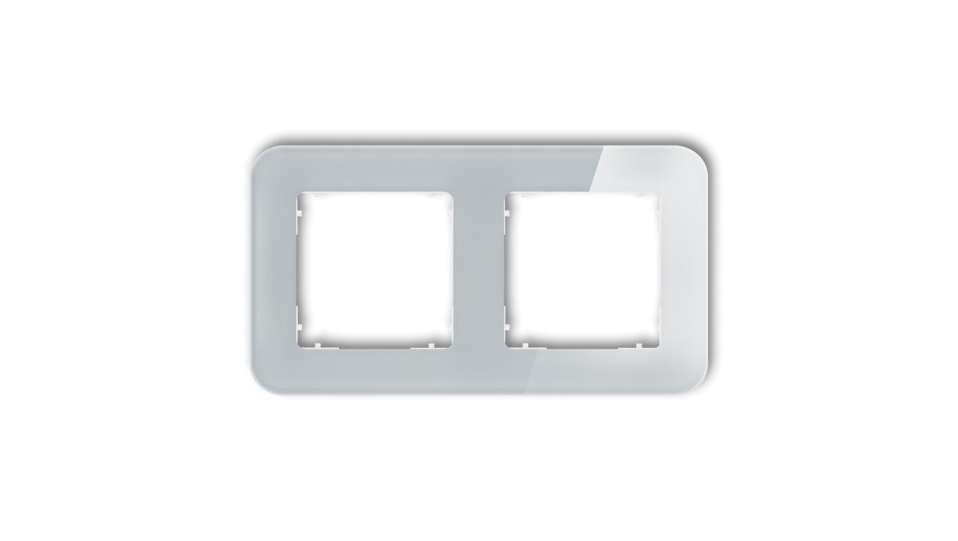 ICON Ramka uniwersalna podwójna zaokrąglona - efekt szkła (ramka: szara spód: biały) 15-0-IRSZ-2