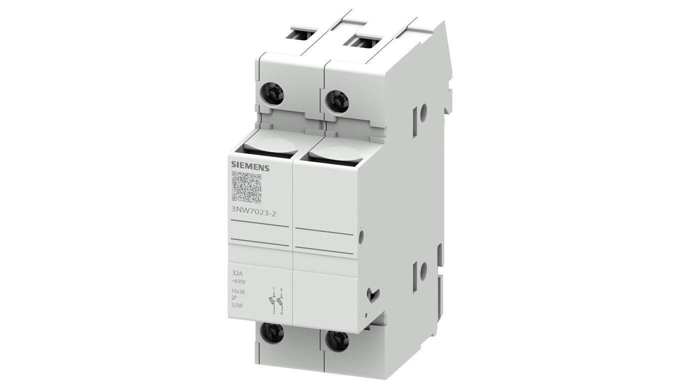 Podstawa bezpiecznikowa do wkładek cylindrycznych 10×38 mm 32A 2P 3NW7023-2