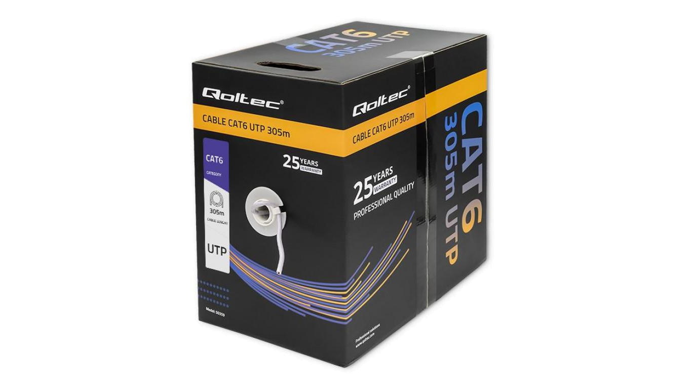 Qoltec Kabel sieciowy/skrętka UTP CAT6 305m PVC szary