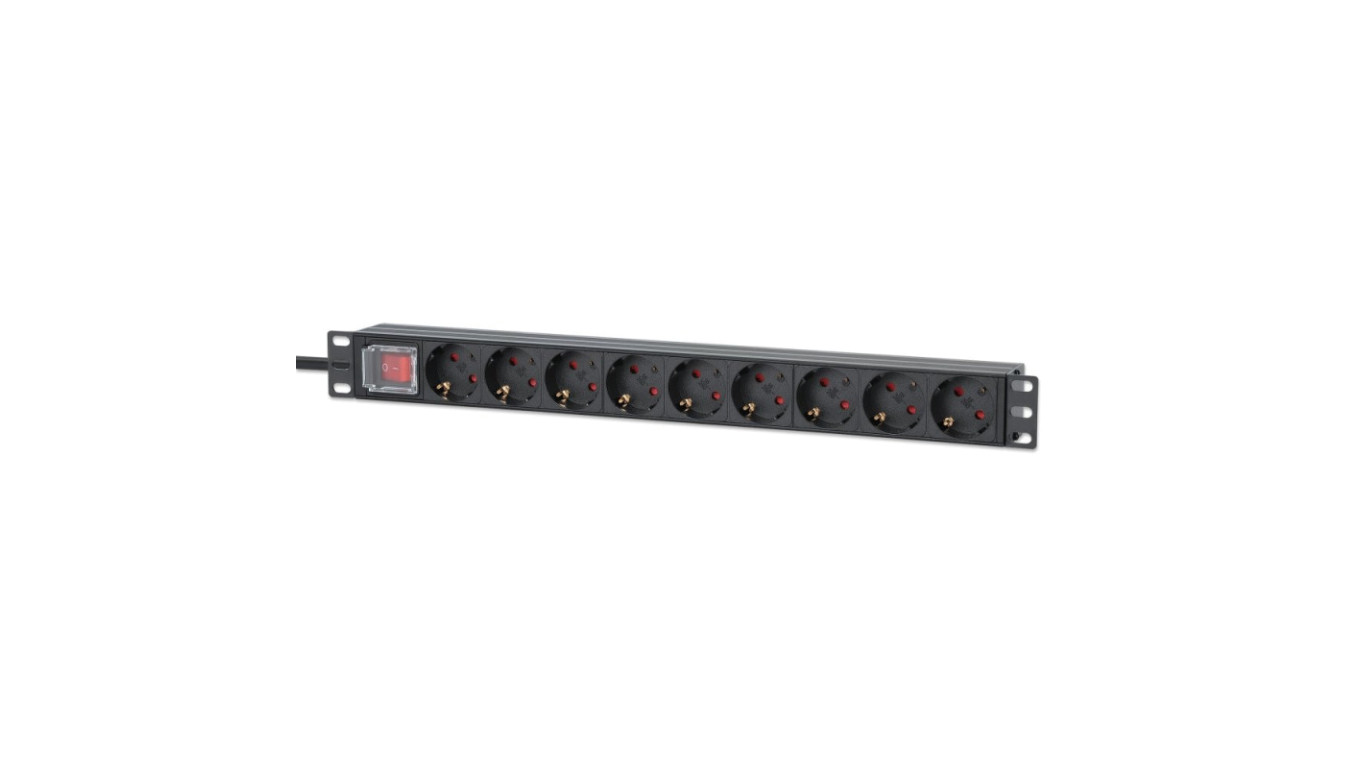 Listwa zasilająca Rack z włącznikiem 19 1U 9 gniazd Schuko 715133 /2m/
