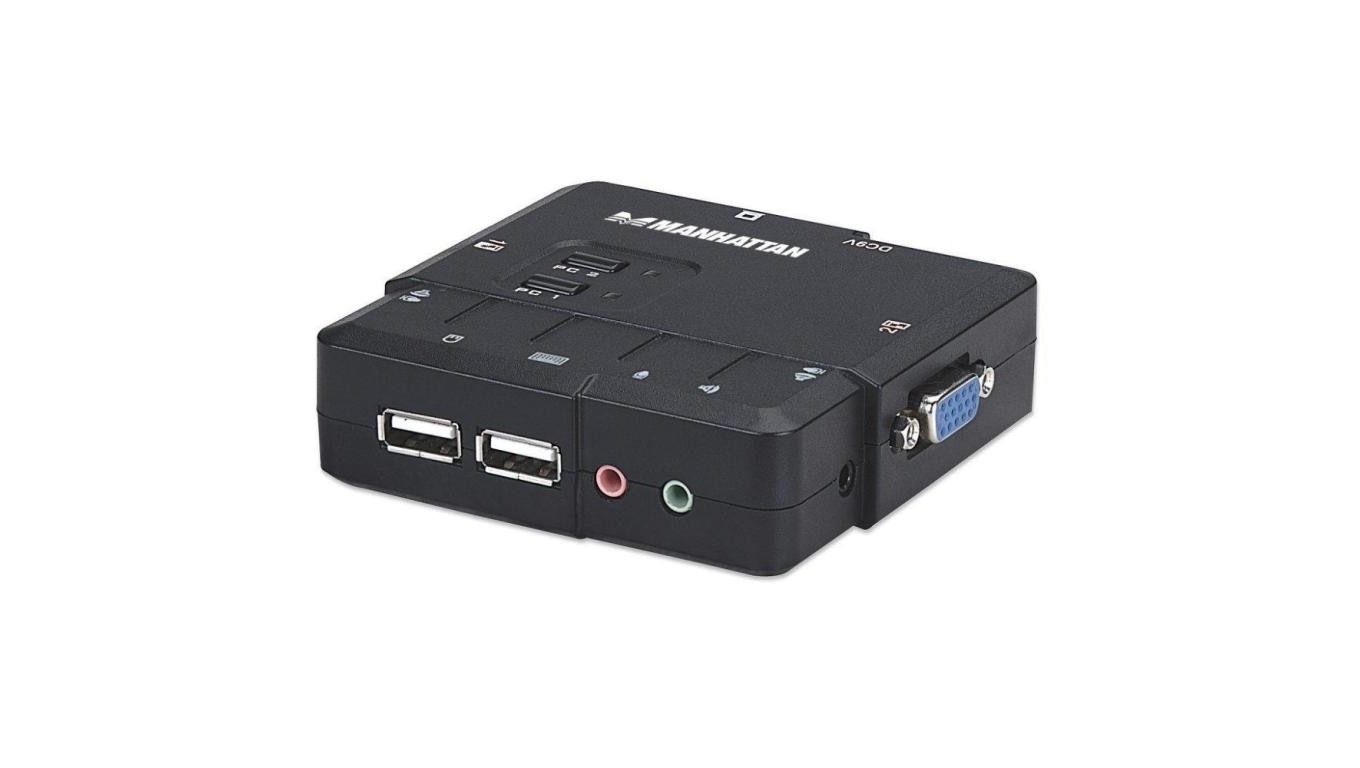 Przełącznik KVM VGA/USB 2x1 2-Portowy z Audio/Mic