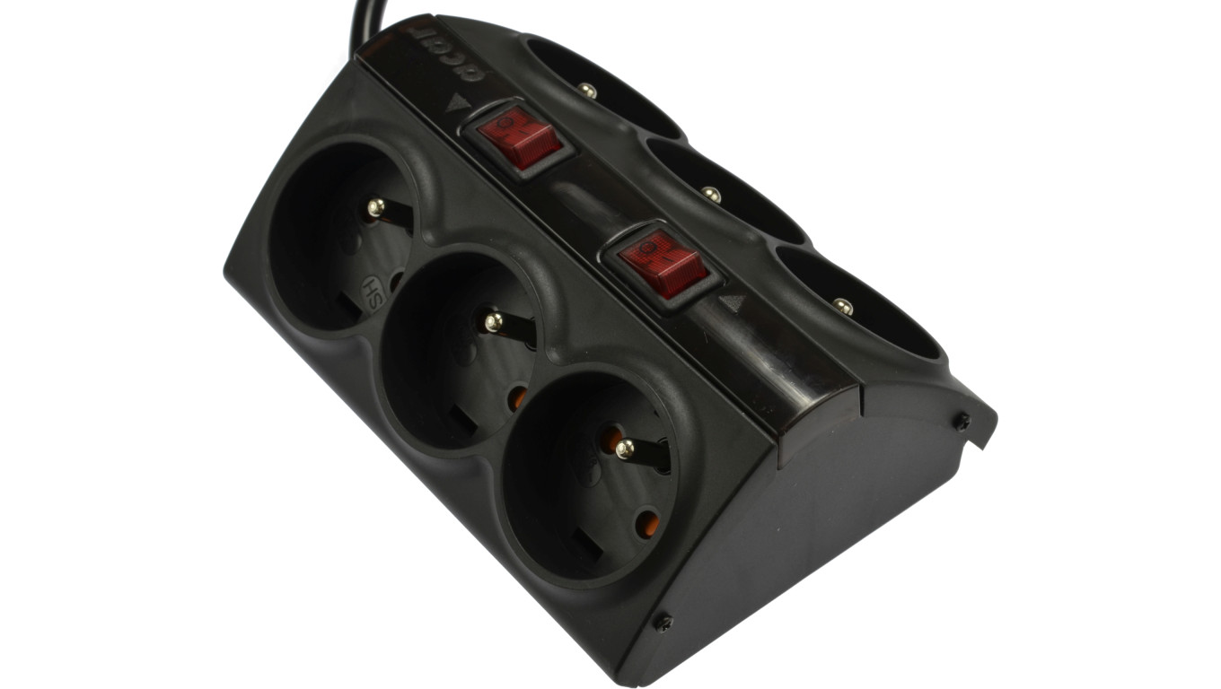 Przedłużacz przeciwprzepięciowy 6-gniazd z/u ACAR SMART 1,5m czarny