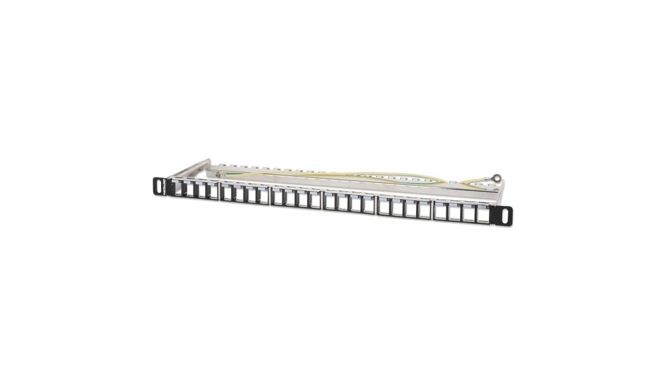 patch panel 24 porty na moduły KEYSTONE, 0.5U, z tacką