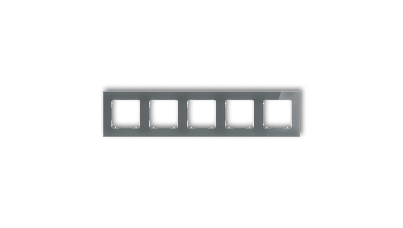 ICON Ramka uniwersalna pięciokrotna kwadratowa - efekt szkła (ramka: grafitowa spód: biały) 28-0-IRSK-5