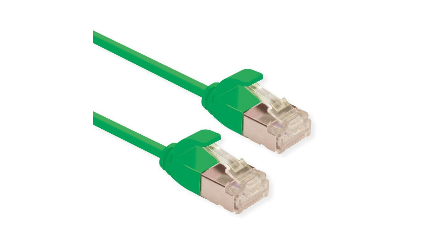 ROLINE F/UTP DataCenter Patch Cord Cat.6A (Class EA), LSOH, bardzo cienki, zielony, 0,3 m