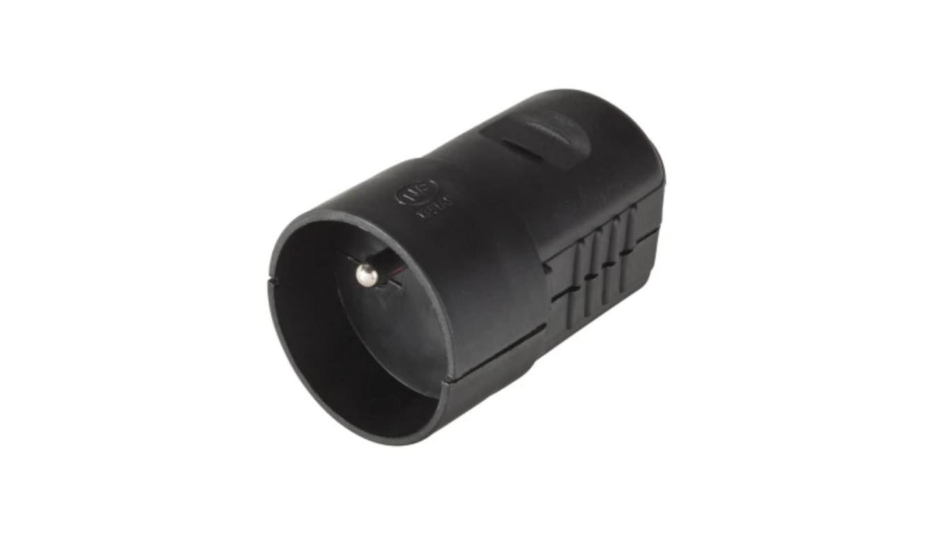 Gniazdo wtyczkowe PCW przenośne, z uziemieniem, czarne 24527