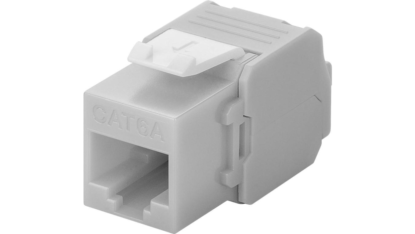 CAT 6A gniazdo Keystone RJ45, UTP, 500 MHz - Wersja kolorystyczna Jasnoszary