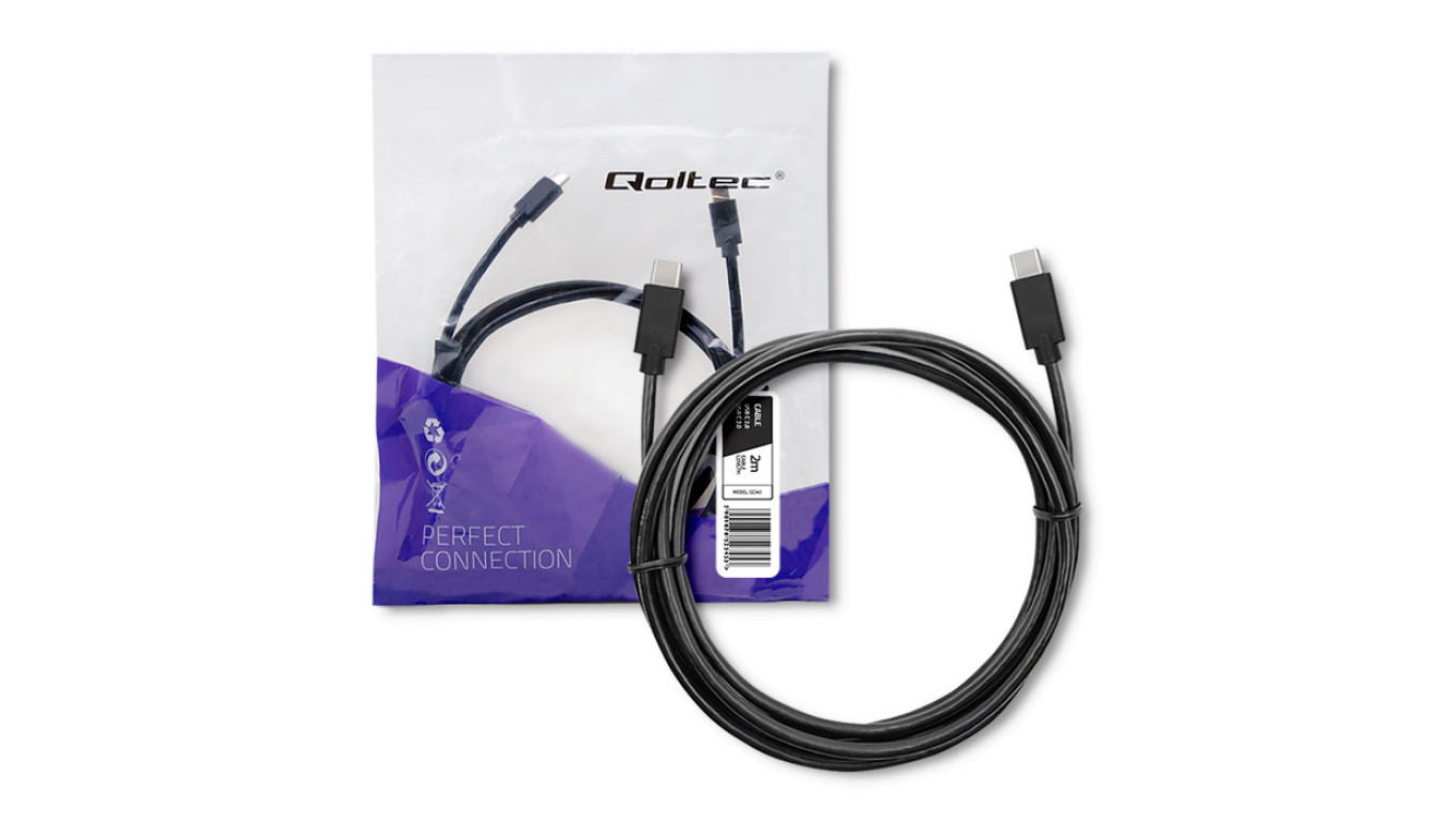 Qoltec Kabel USB 2.0 typ C męski USB 2.0 typ C męski 2m Czarny