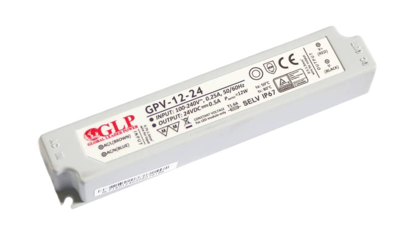 GPV-12-24 Zasilacz LED 12W 24V/0.5A IP67 hermetyczny