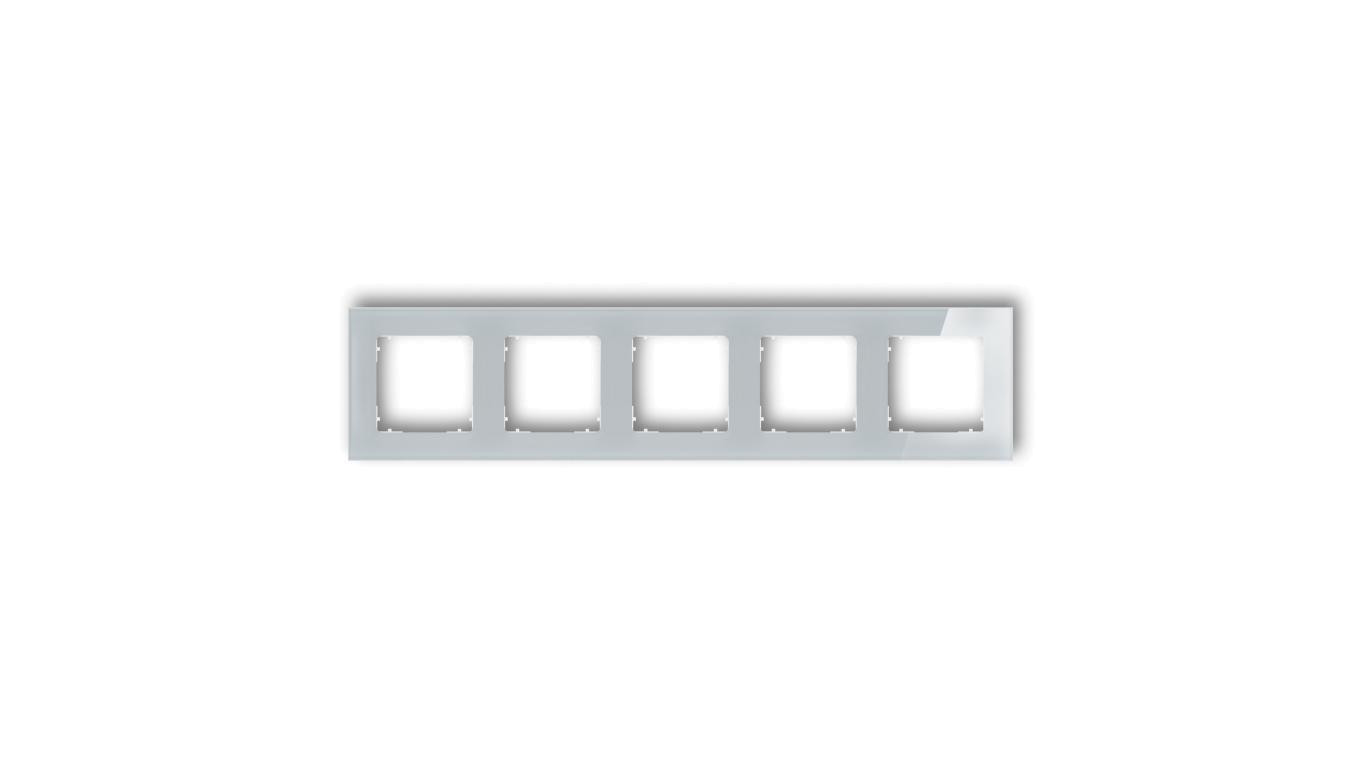 ICON Ramka uniwersalna pięciokrotna kwadratowa - efekt szkła (ramka: szara spód: biały) 15-0-IRSK-5