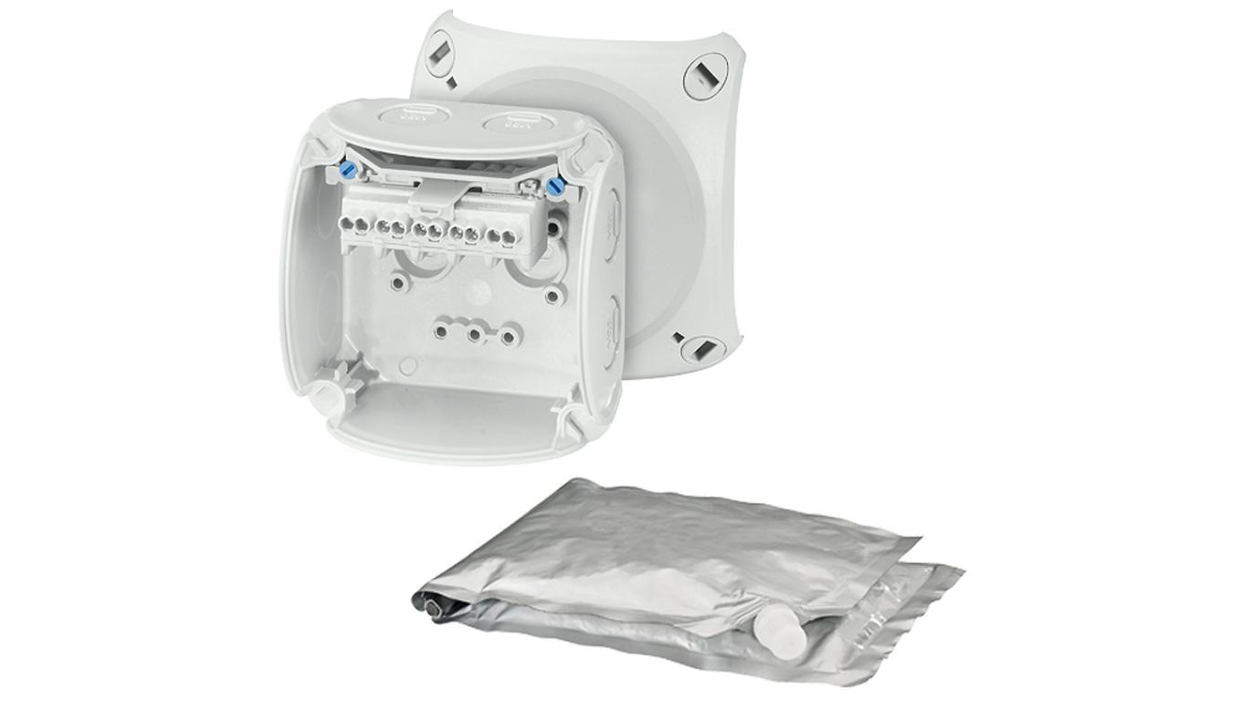 Puszka instalacyjna WP 0202 G natynkowa 93x93x62mm do wypełnienia masą uszczelniającą hermetyczna IP68 szara HENSEL