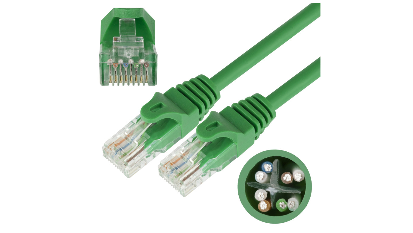 Patchcord UTP kat.6 kabel sieciowy LAN 2x RJ45 linka zielony 2m NEKU