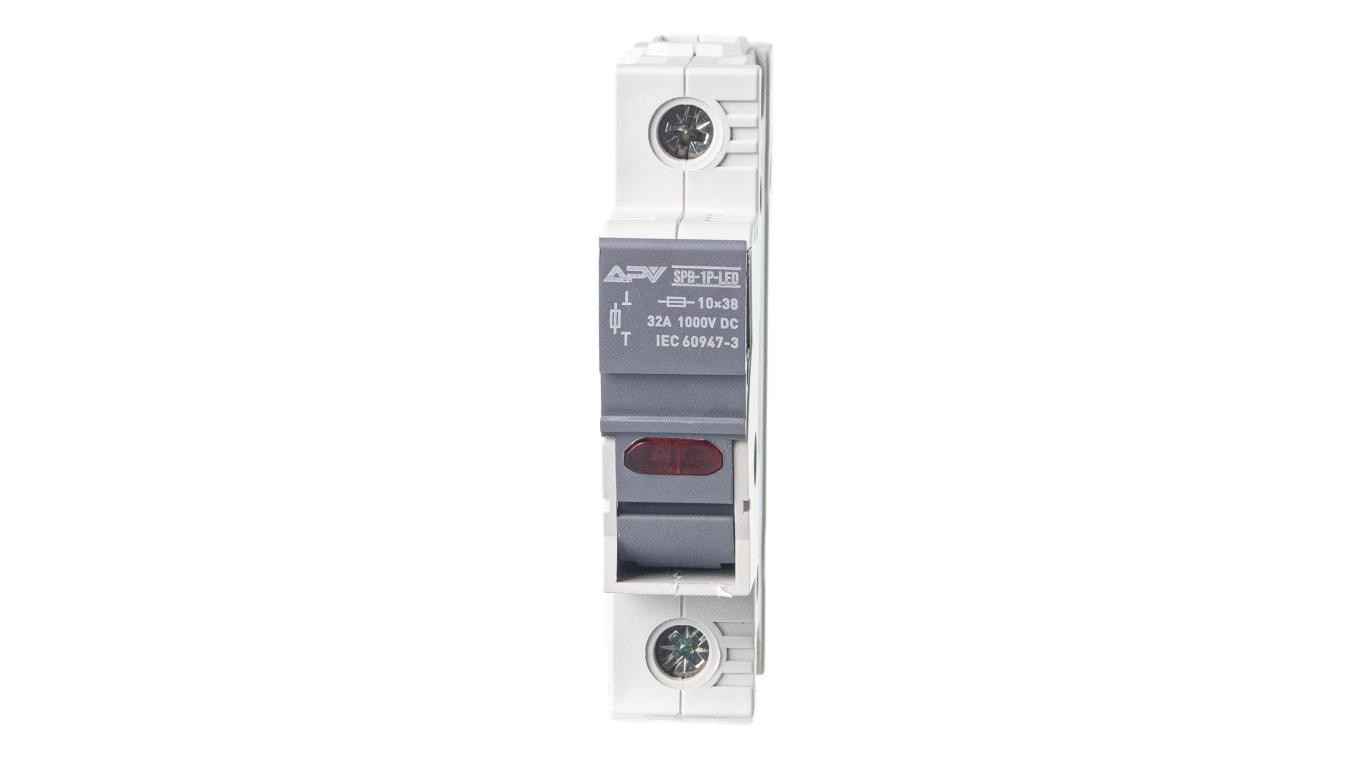 PODSTAWA BEZPIECZNIKOWA ROZŁĄCZNIK DC 10x38 + LED APV-SPB-1P-LED