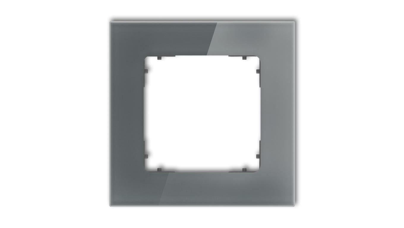 ICON Ramka uniwersalna pojedyncza kwadratowa - efekt szkła (ramka: grafitowa spód: grafitowy mat) 28-28-IRSK-1