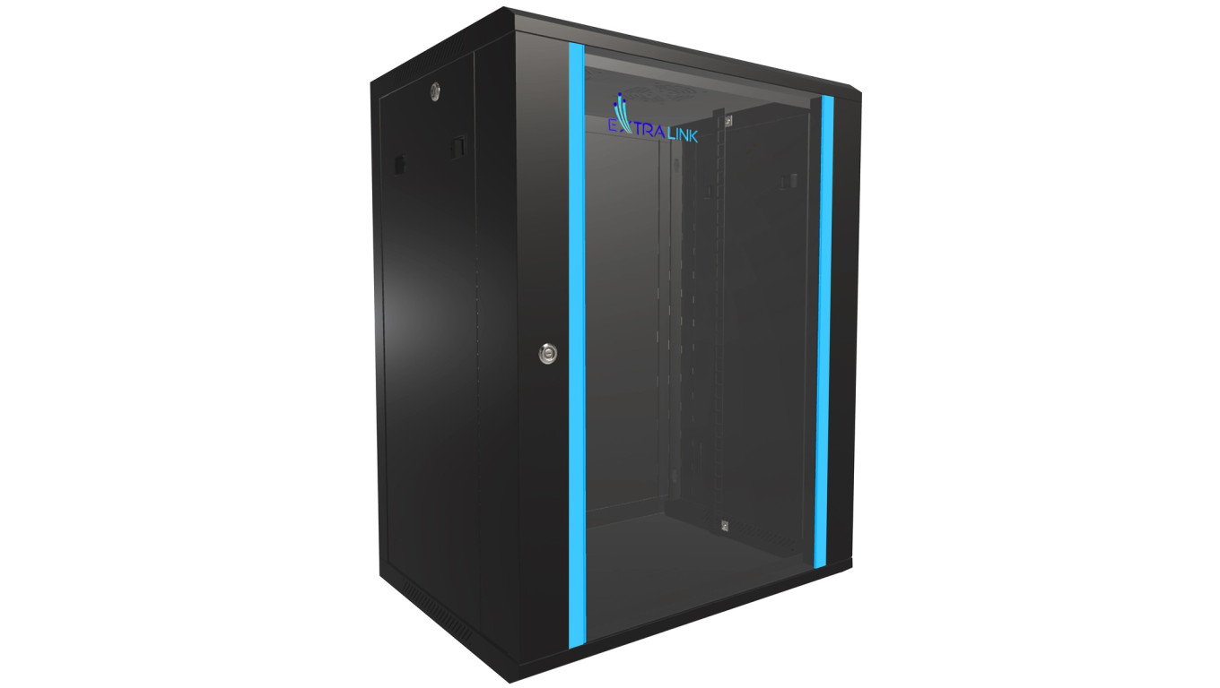 Szafa rack montowana na ścianie Extralink 15U 600x450 Czarna
