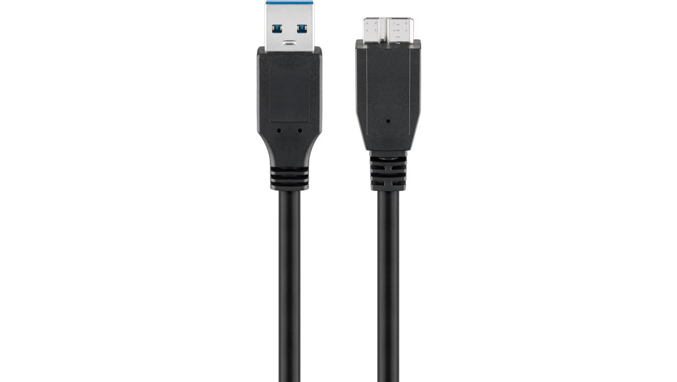 Kabel USB 3.0 Superspeed, Czarny - Długość kabla 0.5 m
