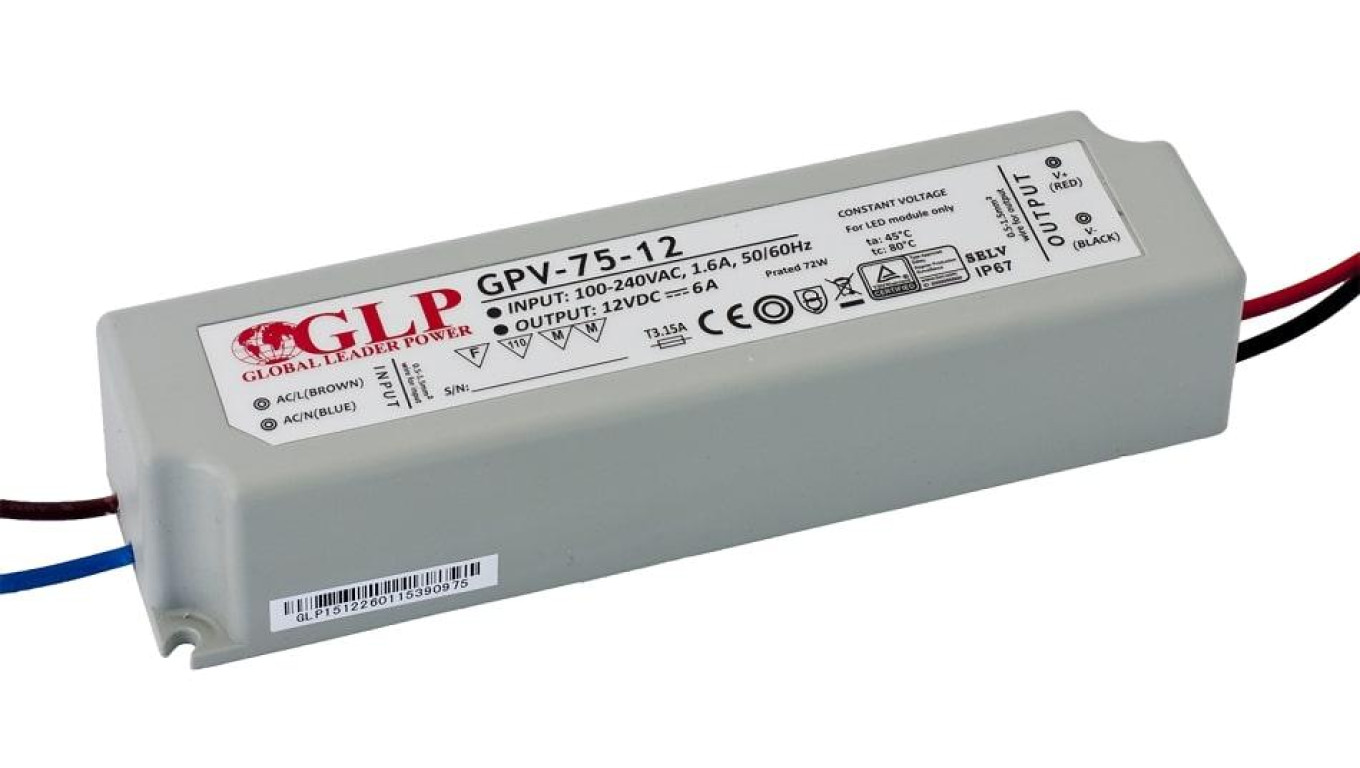 GPV-75-12 Zasilacz impulsowy do LED 75W 12V/6A IP67 hermetyczny