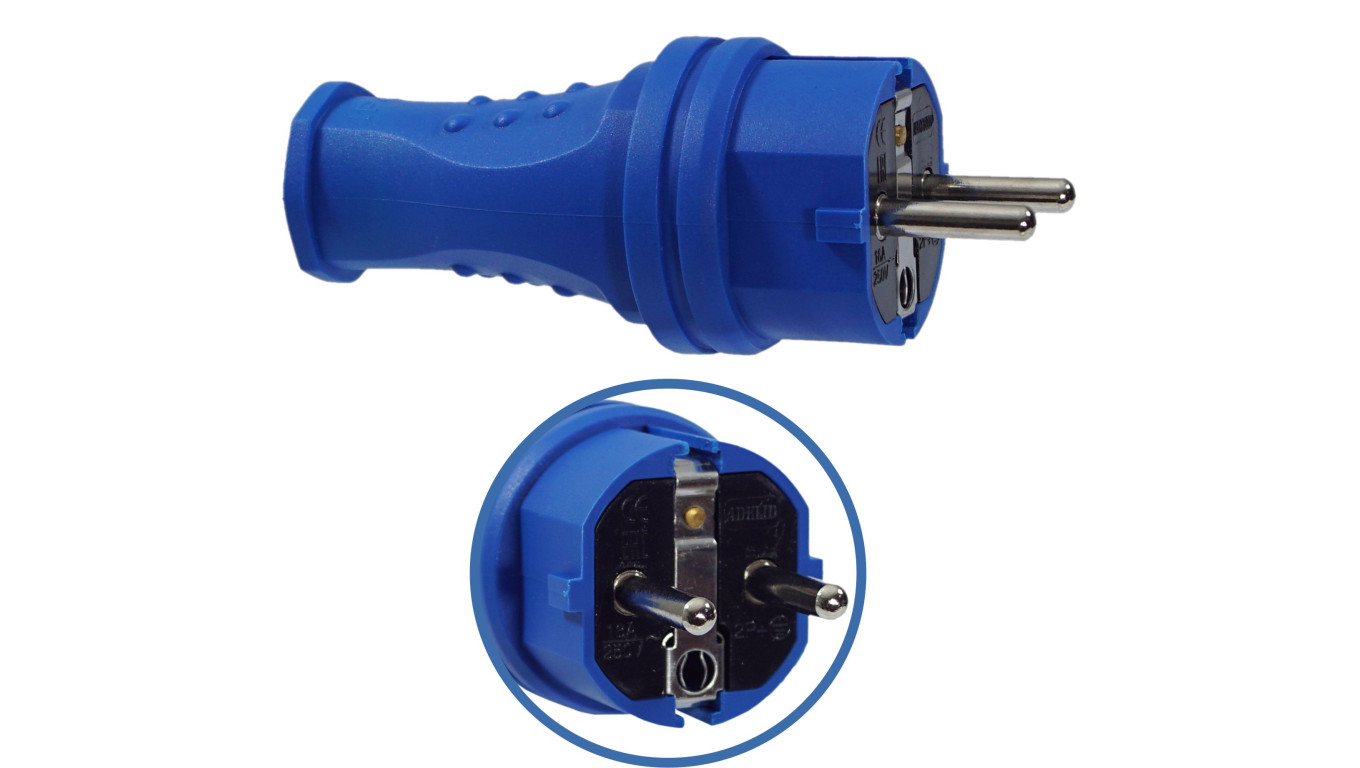 Wtyczka gumowa 16A 230V IP44 niebieska