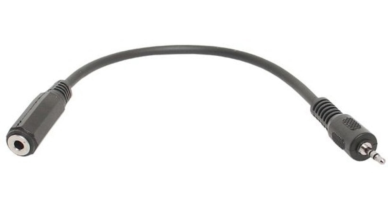 Przejście Adapter Audio AUX micro Jack 2,5mm Stereo (wtyk) / mini Jack 3,5mm Stereo (gniazdo) na kablu 20cm