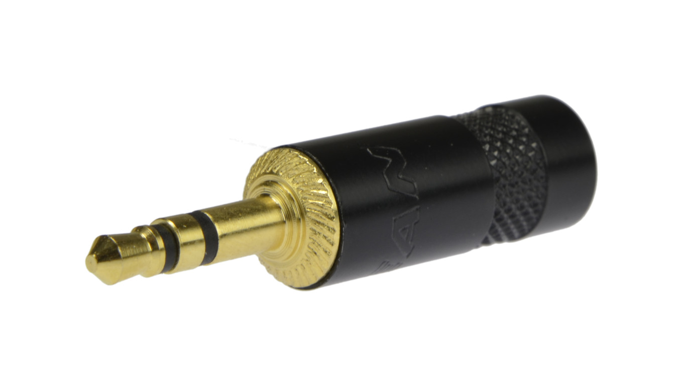 REAN Wtyk Audio AUX mini Jack 3,5mm Stereo na kabel do 4,5mm pozłacany czarny NYS231BG