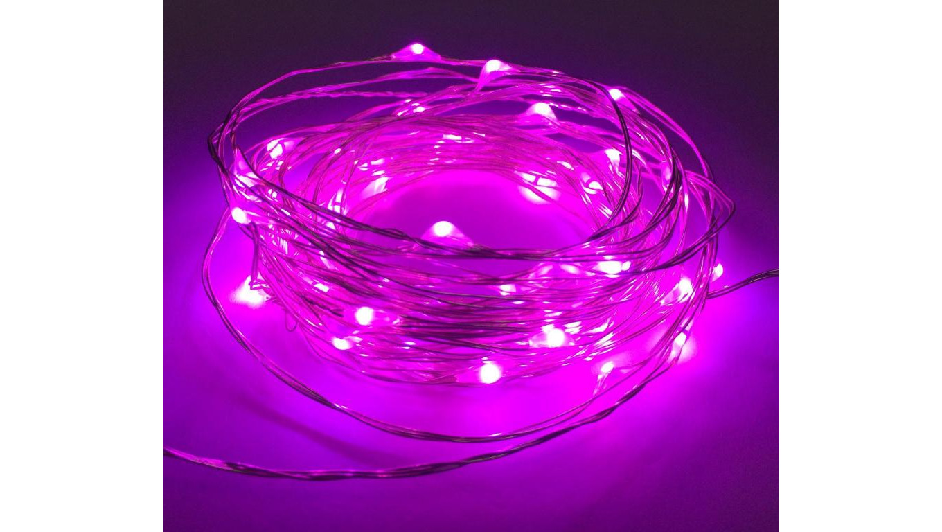 Lampki led zewnętrzne ŁEZKI 12V 5m 50LED różowe IP65