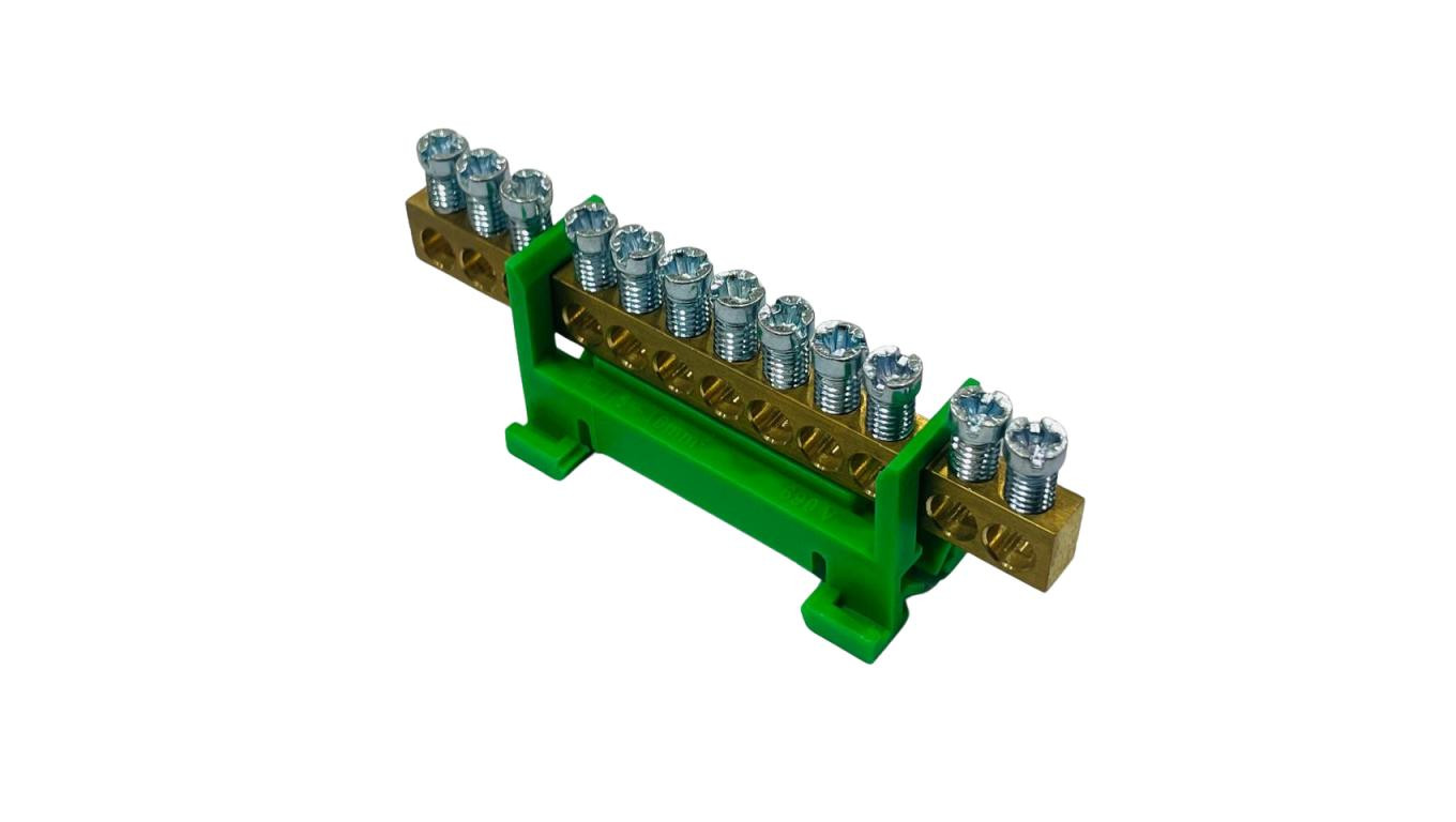 Listwa zaciskowa uziemiająca PE12 kolor zielony 12x16mm² MAD0012G33