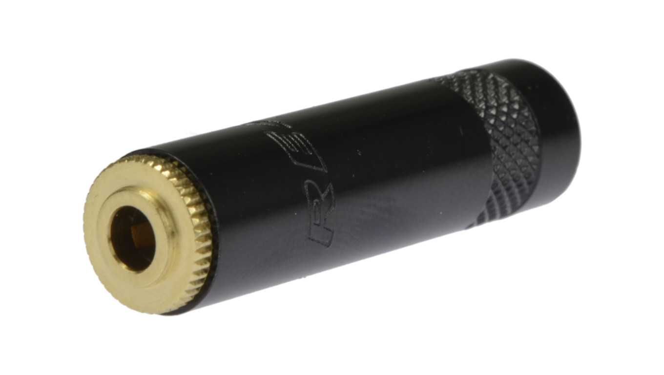 REAN Gniazdo Audio AUX mini Jack 3,5mm Stereo na kabel do 4,0mm pozłacane czarne NYS240BG