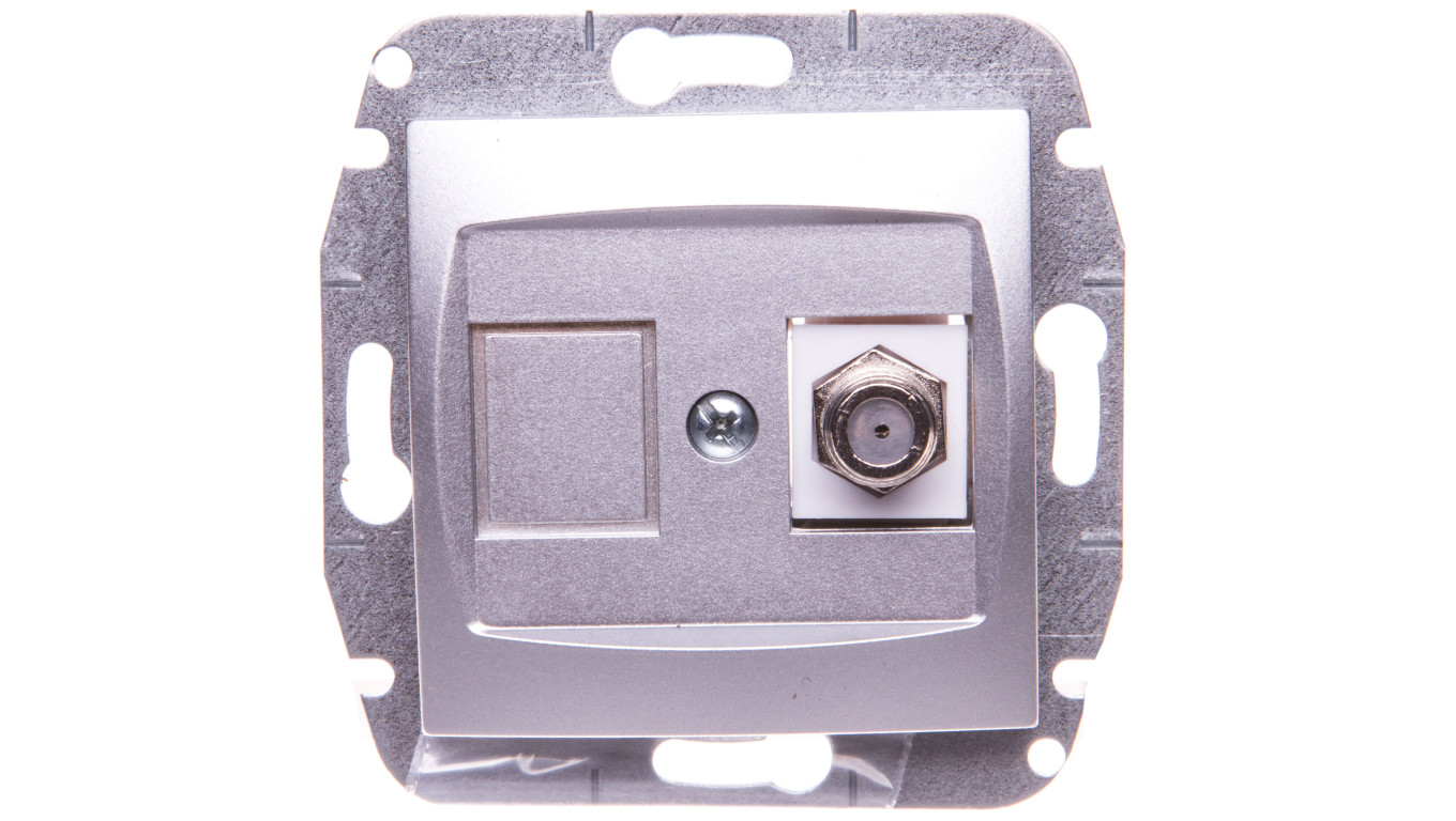 CARLA Gniazdo antenowe TV typ F-F b/R srebrne 1786-16