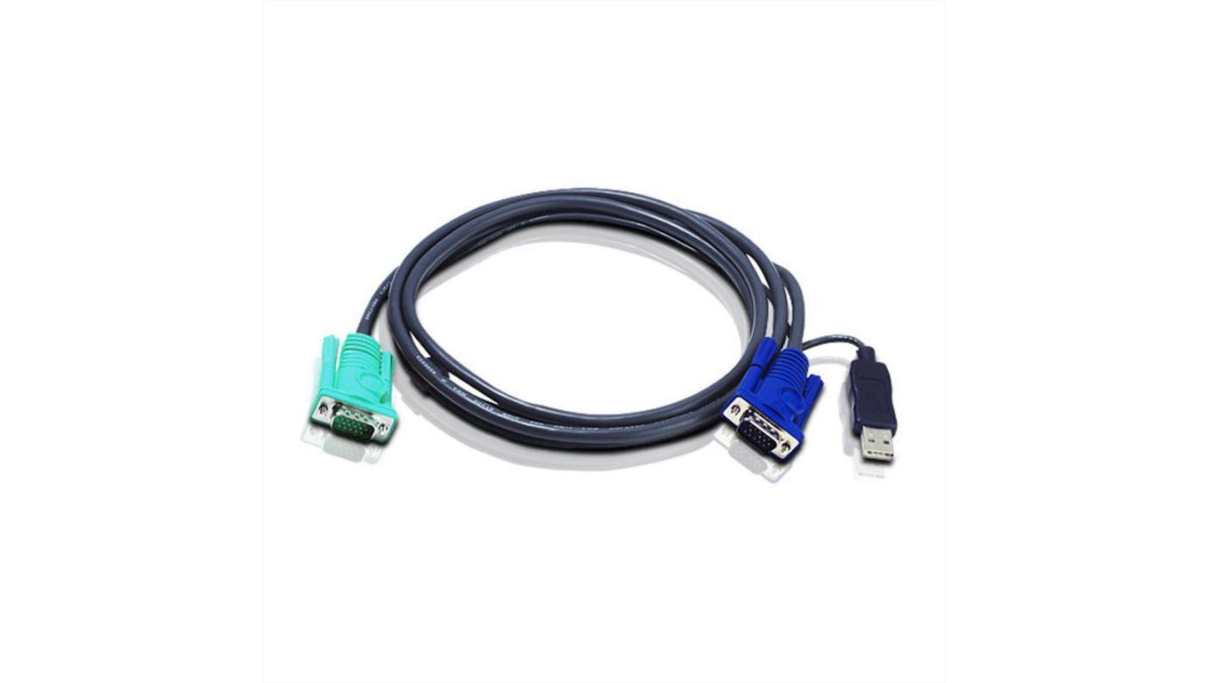 ATEN 2L-5201U Kabel KVM VGA USB, czarny, 1,2 m