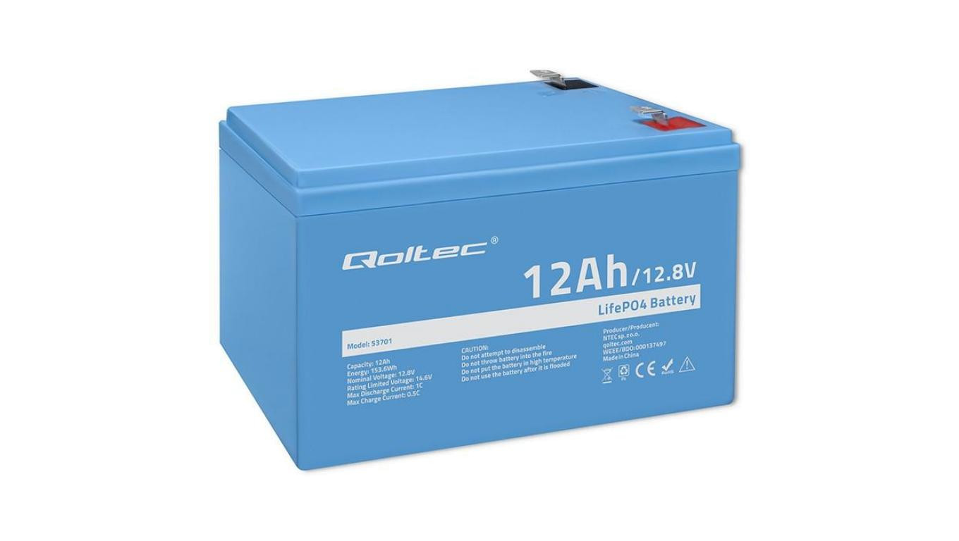 Qoltec Akumulator LiFePO4 Litowo-Żelazowo-Fosforanowy 12.8V 12Ah 153.6Wh BMS