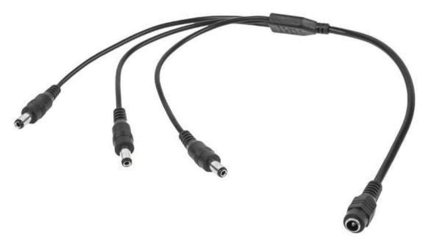 Rozgałęźnik zasilając do prądu stałego DC 1x gniazdo DC 2,1/5,5mm / 3x wtyk DC 2,1/5,5mm na kablu 25cm