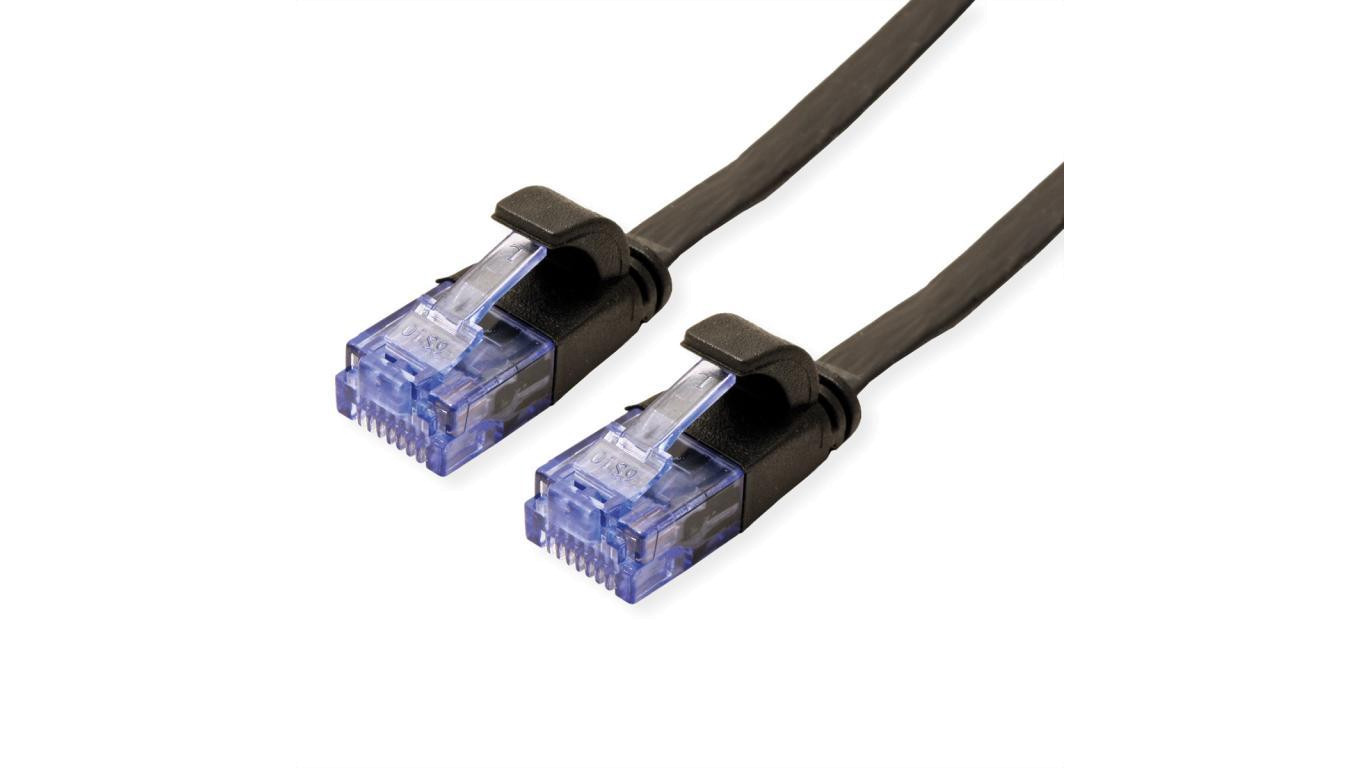 VALUE Patchkabel UTP, Cat.6A (Class EA), extra plat, zwart, 1 m