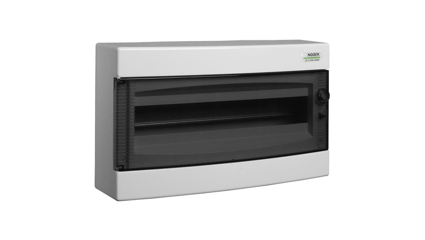 Obudowa instalacyjna PNS skrzynka natynkowa 1x18 modułów 396x236x112mm plastikowa biała z drzwiami przeźroczystymi IP40 NOARK