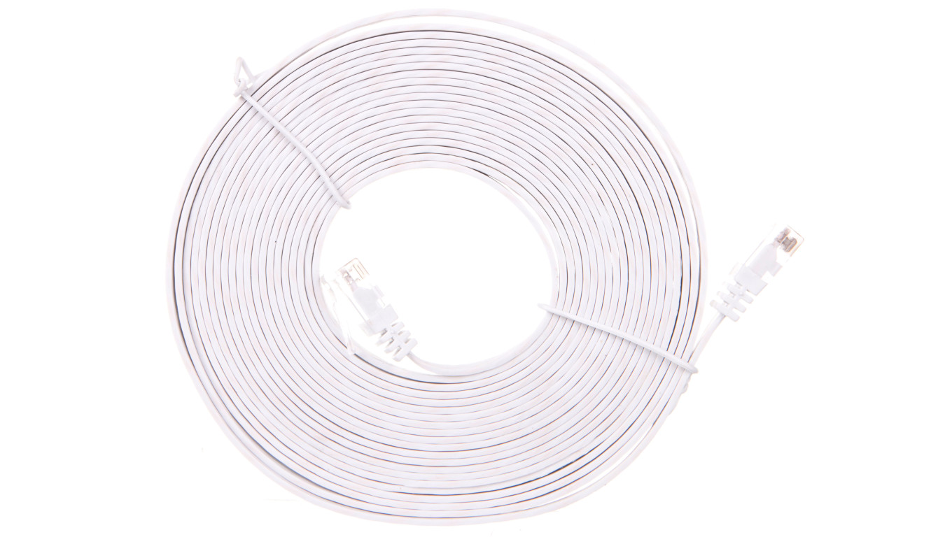 Kabel krosowy płaski patchcord U/UTP kat.5e biały 5m 93361