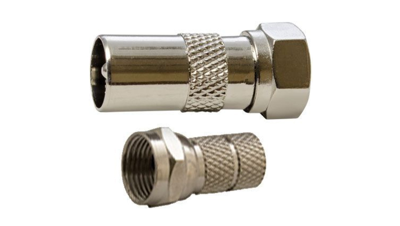 Przejście Adapter antenowy F (wtyk) / IEC TV (wtyk) + Wtyk F nakręcany 7,0mm