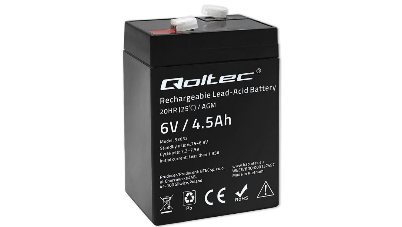Qoltec Akumulator AGM 6V 4.5Ah Bezobsługowy Wydajny LongLife do UPS, wagi, kasy