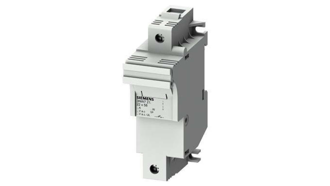 Podstawa bezpiecznikowa do wkładek cylindrycznych 22x58mm 100A 1-bieg. Na szynę DIN 3NW7211