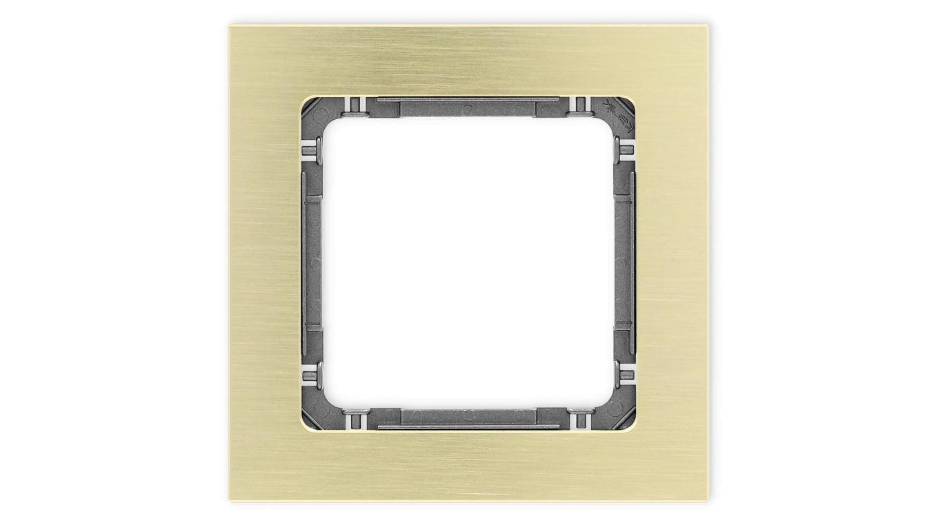 DECO Ramka uniwersalna pojedyncza - aluminium szczotkowane (ramka: kolor mosiężny spód: grafitowy) 8-11-DRA-1