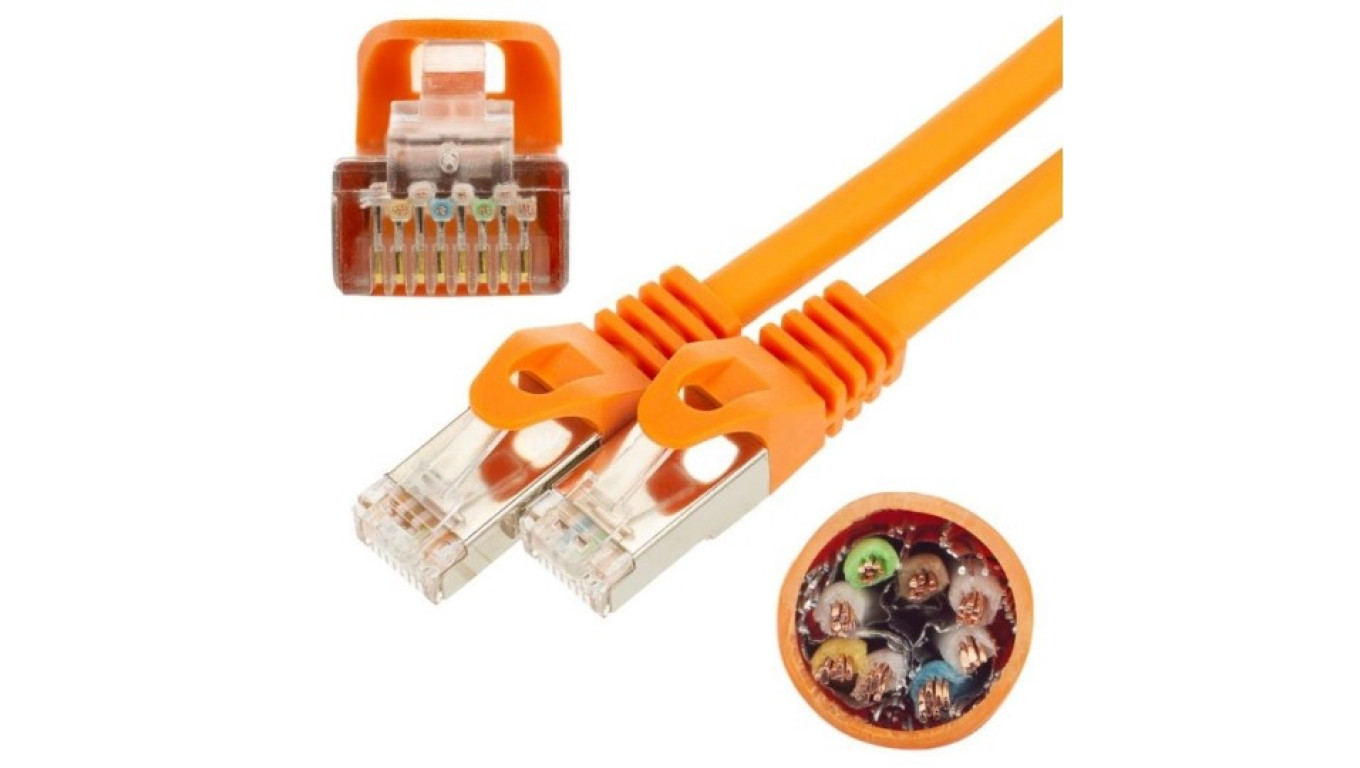 Patchcord S/FTP kat.7 PiMF kabel sieciowy LAN 2x RJ45 linka PoE pomarańczowy 30m NEKU