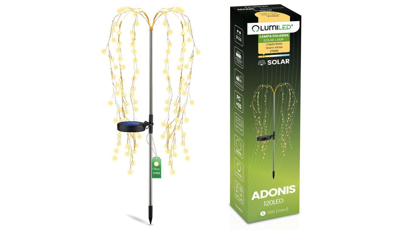 Lampa Solarna Ogrodowa LED ADONIS 2700K Wbijana Dekoracyjna Drzewko Efekt Wodospadu LUMILED