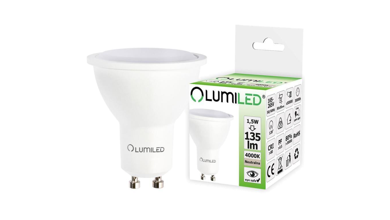 Żarówka LED GU10 1,5W = 15W 135lm 4000K Neutralna 120 LUMILED
