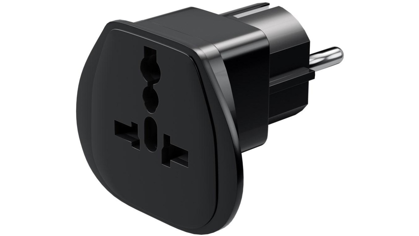 Adapter podróżny z świata do UE, czarny